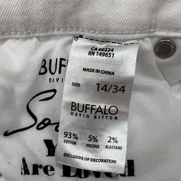 Buffalo David Bitton Women Mid Rise Distressed Bermuda Tandi White, size 14 - Picture 7 of 14